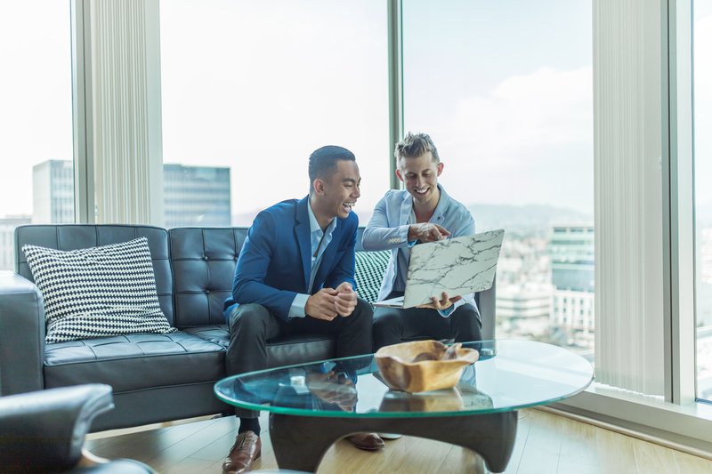 This CEO and entrepreneur are working on their laptops building a social media marketing strategy to showing bloggers how to make money on Facebook, Pinterest, and Instagram. Teamwork on this promotion will bring lots of sales for their startup.Taken by the incredible photographers 📸 @breeandstephenphoto.